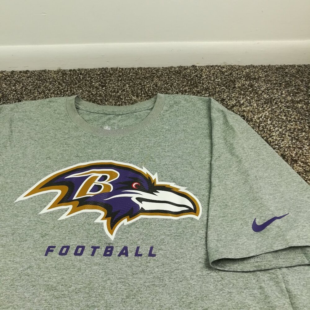 Baltimore Ravens Shirt Nike Dri-Fit On Field Apparel Textured Logo Gray Mens XL
